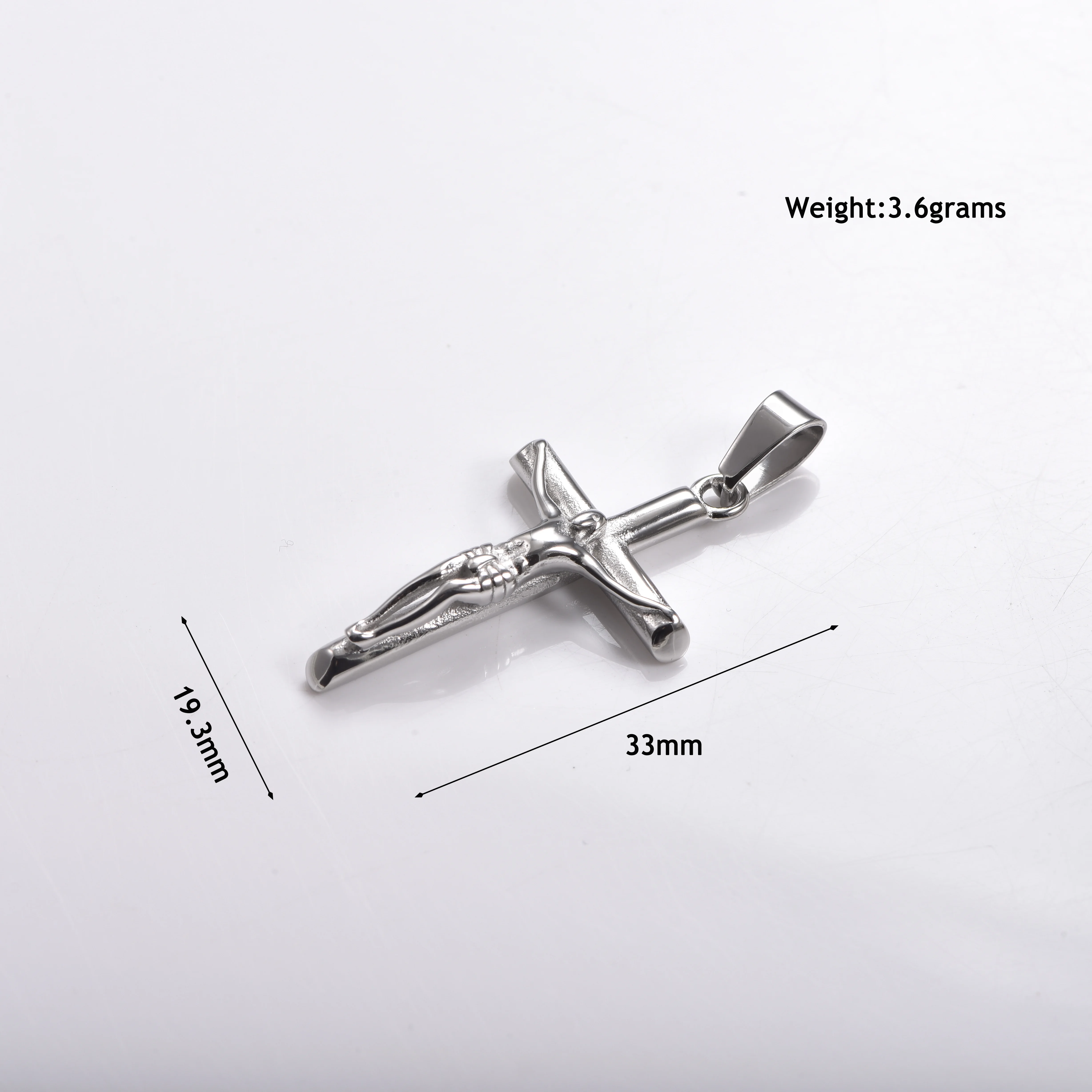 Edelstahl Jesus Kruzifix Kreuz Anhänger Halskette für Männer und Frauen Religiöser Schmuck Geschenk – Detail 3