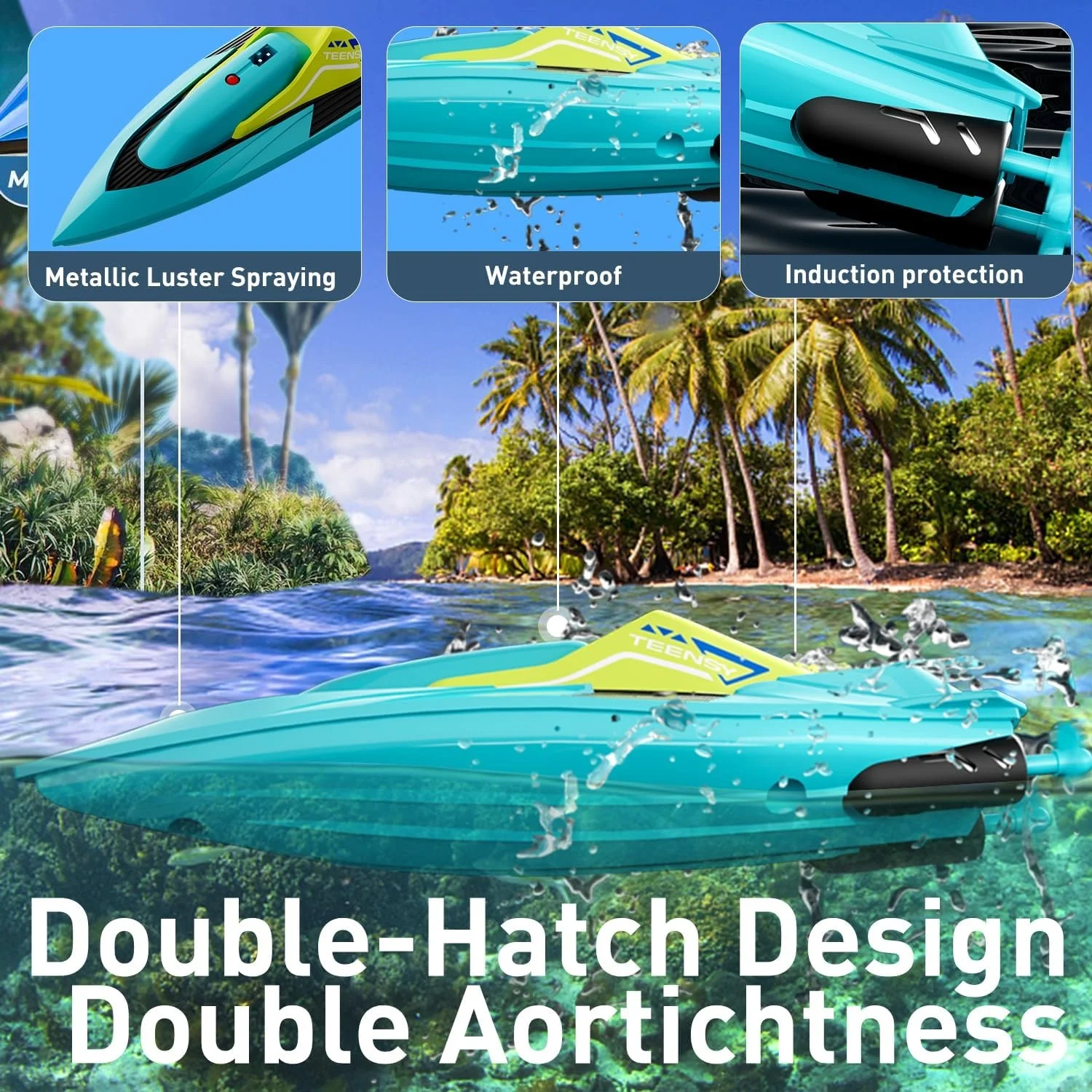 2.4G Remote Control Boat Dual Motor 10km/h High Speed Radio Remote Controlled Speedboat Mini RC Boat Summer Water Toy Pool Toys