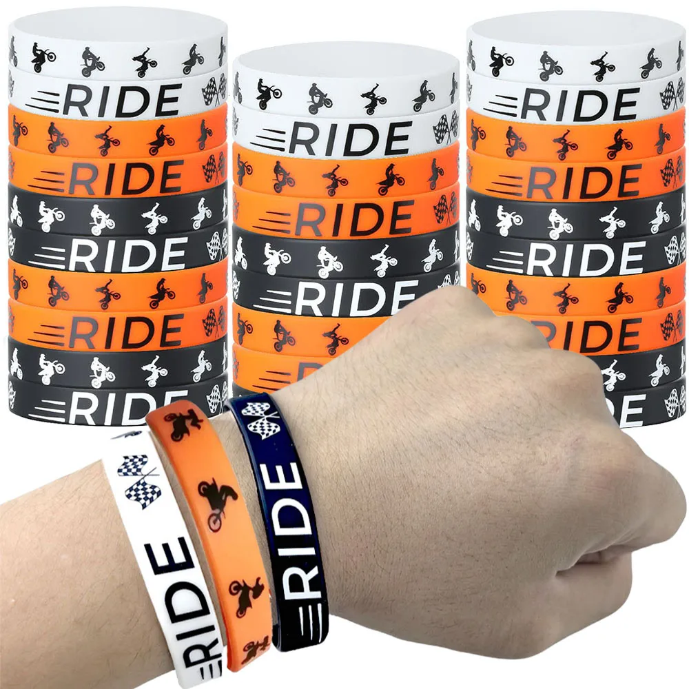 AliExpress NONE 6-36pcs Dirt Bike Party Favors Rubber Bracelets Motocross Silicone Wristbands Boys Birthday Motocross Game Party Supplies