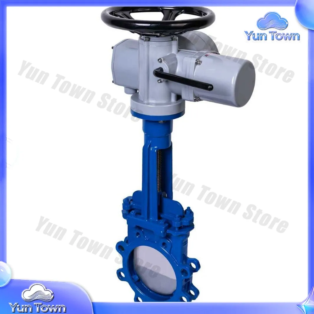 Electric Knife Gate Valve for Papermaking Slag Disposal and Packaging Industry Stainless Steel Soft Sealed Pull Type Electric