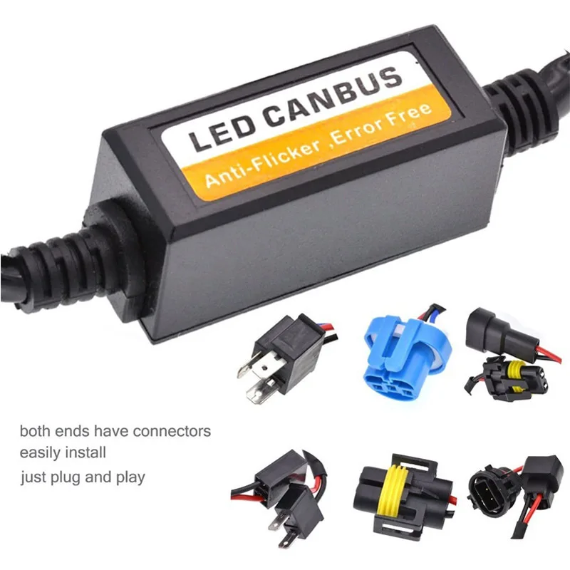 2Pcs LED Car Headlight Bulbs H7 H4 H11 H8 9005 HB3 9006 HB4 H1 H3 Decoder Wiring Harness Canbus Decoder No Error Load Conversion