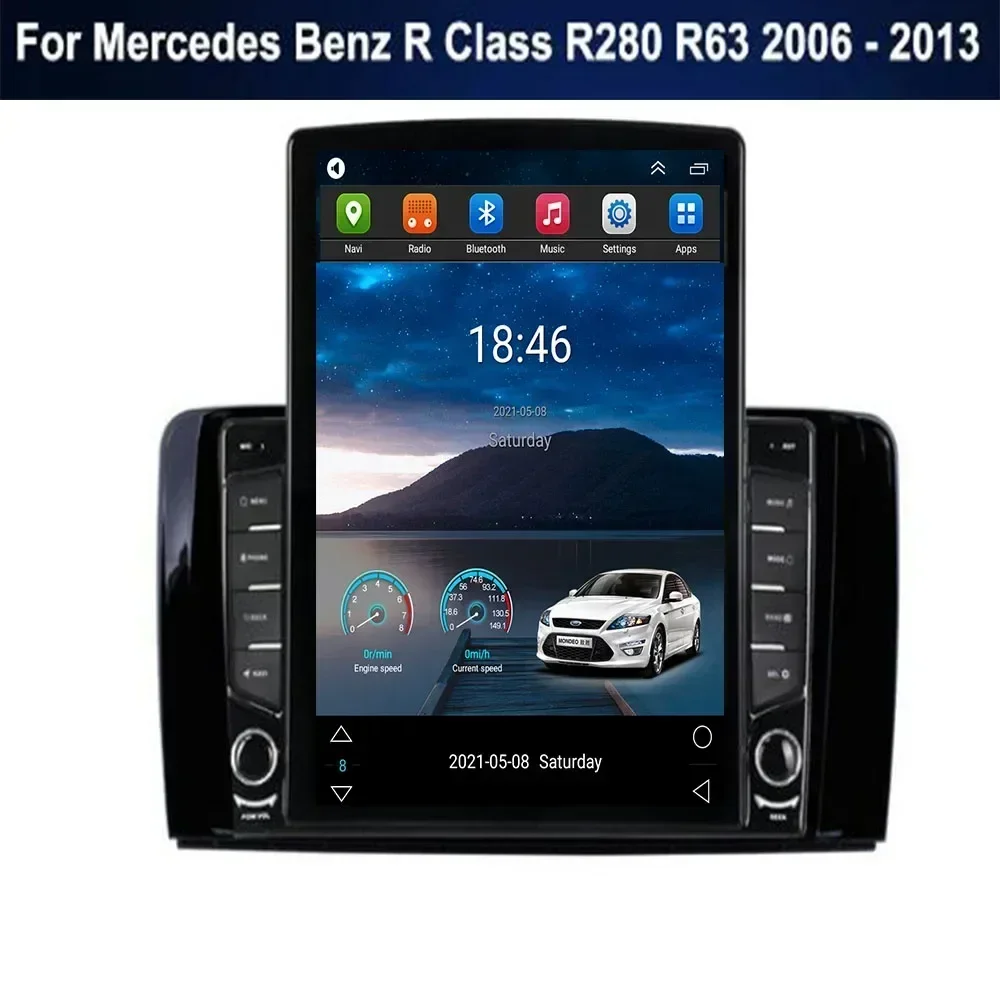 Pemutar Multimedia navigasi GPS Radio Mobil layar Tesla Android 13 untuk Mercedes Benz R Class W251 R280 R300 R320 R350 R63 2006 +