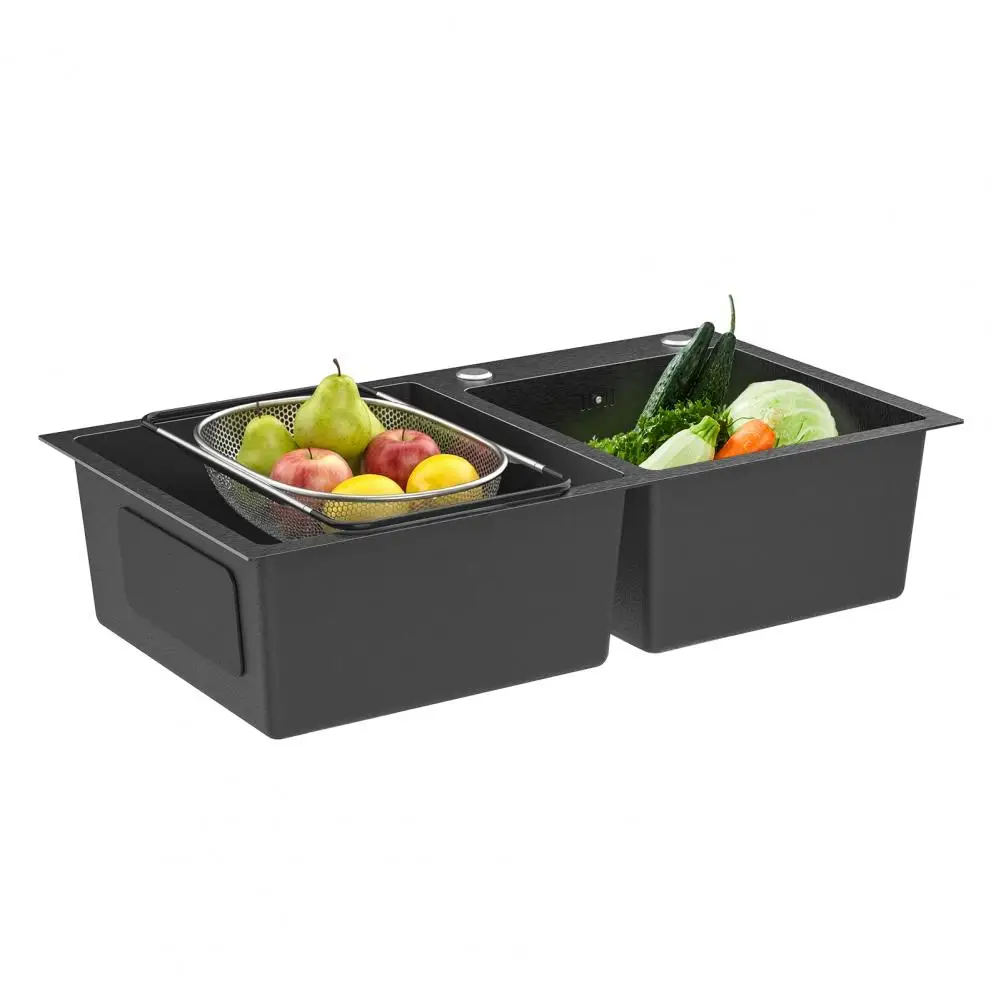 Nano Coating Double Bowl Kitchen Sink, 30.7x16.9in Stainless Steel Drop-in Sink with Drain Parts for Modern Kitchen