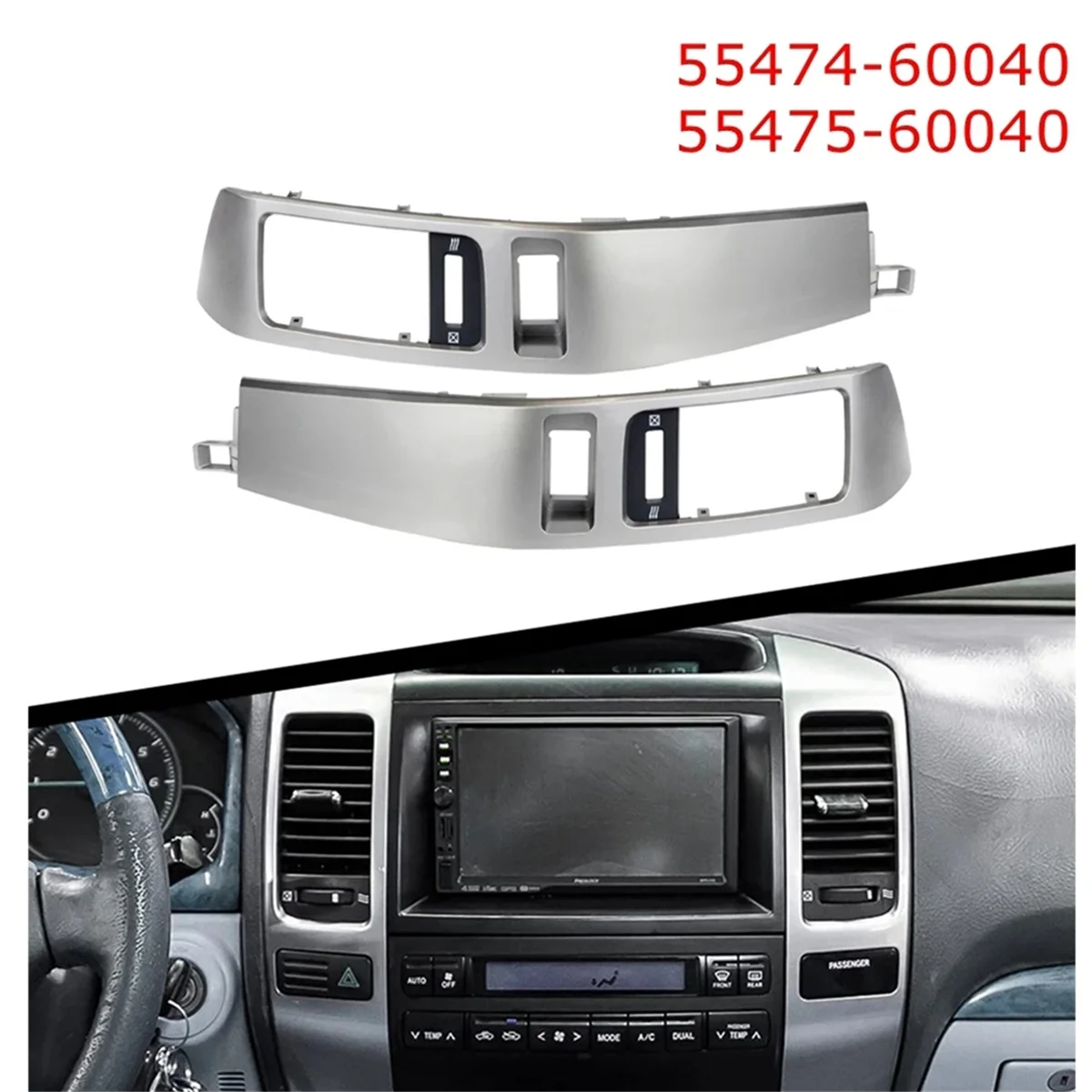 لوحة تنفيس الهواء للوحة القيادة اليسرى + اليمنى لسيارة Land Cruiser Prado 120 2003-2009 لوحة نهائية لتنفيس الهواء 55474-60040، 55475-60040—L49A