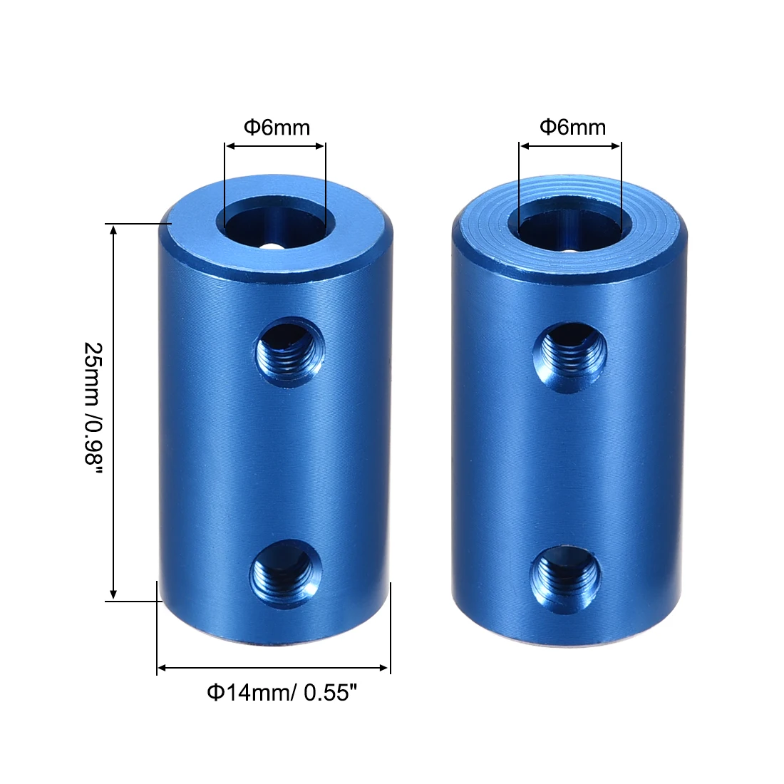 3-8mm To 5-8mm Bore Rigid Coupling 25mm Length 14mm Diameter Aluminum Alloy Shaft Coupler Connector Blue For Model Car Hardware