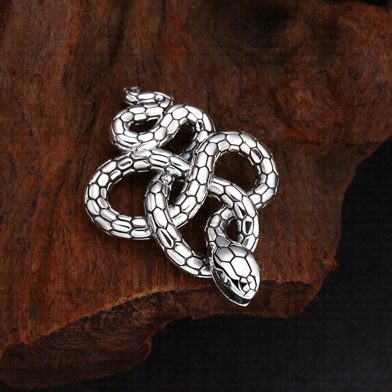 S925 Sterling Silver Charms Pendants for Women Men Retro Creative Entangled Python Snake New Fashion Punk Jewelry Wholesale