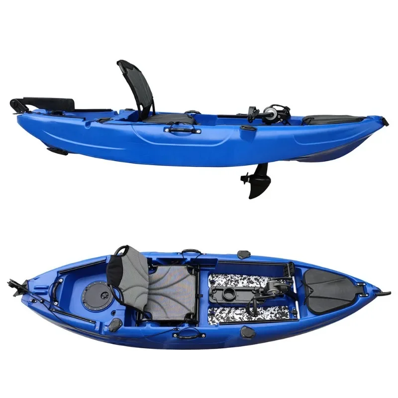 Factory Direct Plastic Kayak with Metal Pedal Electric Motor Single Fishing Boat