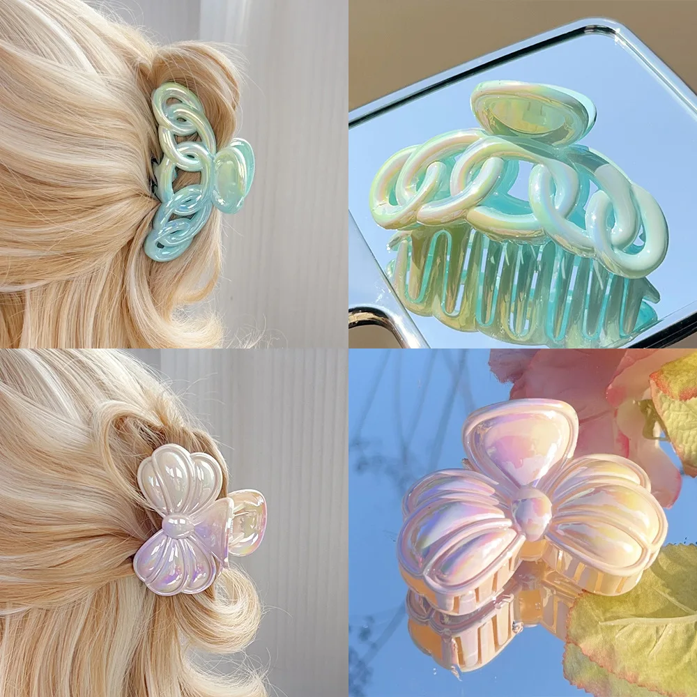 Pinza para el pelo de cola de pez Candy, pinza para el pelo con lazo, horquilla, pinza de tiburón, accesorio para el cabello de media altura en la parte posterior de la cabeza