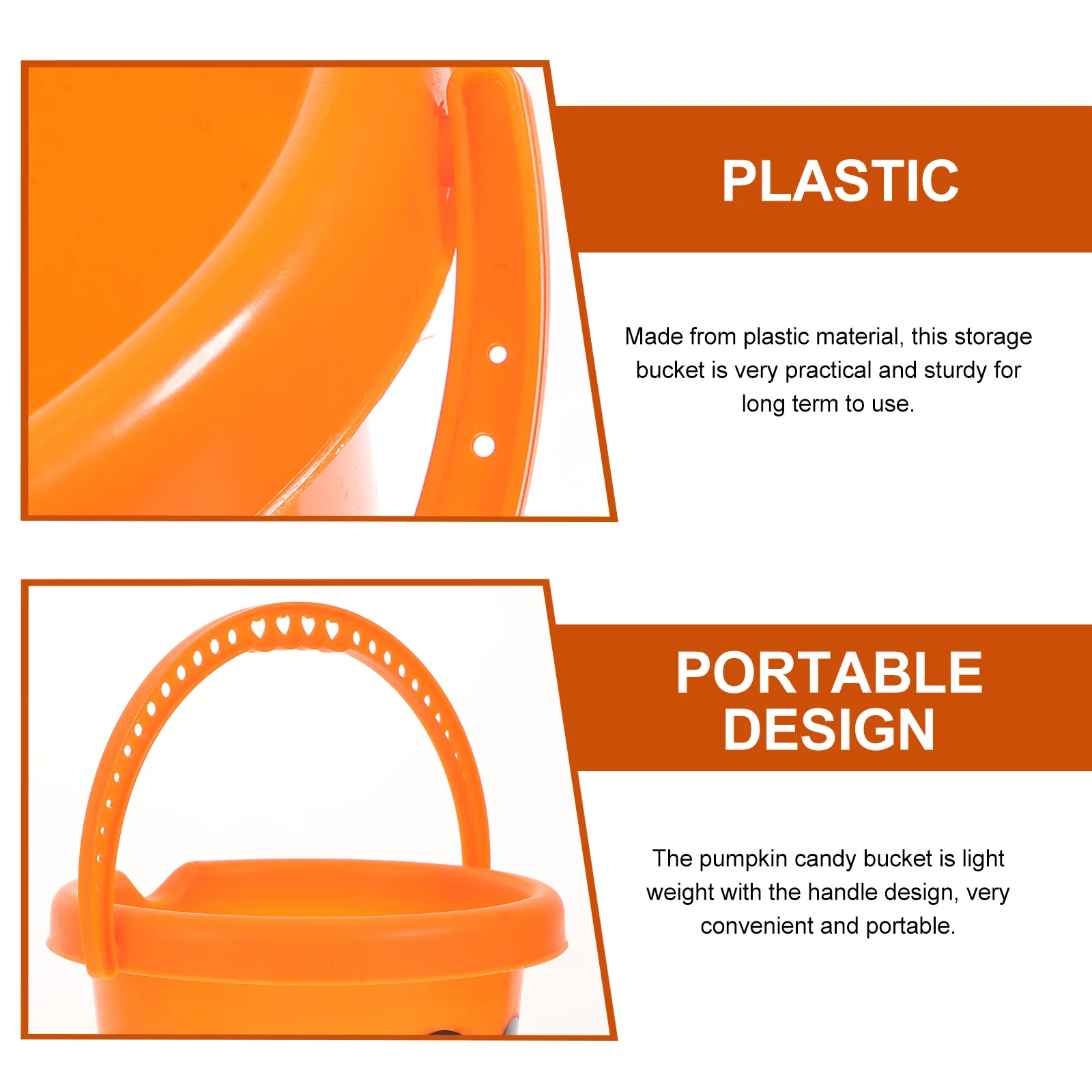 

3Pcs Pumpkin Candy Buckets Halloween Plastic Portable Candy Storage Containers Festival Gift Pails Pumpkin Bucket