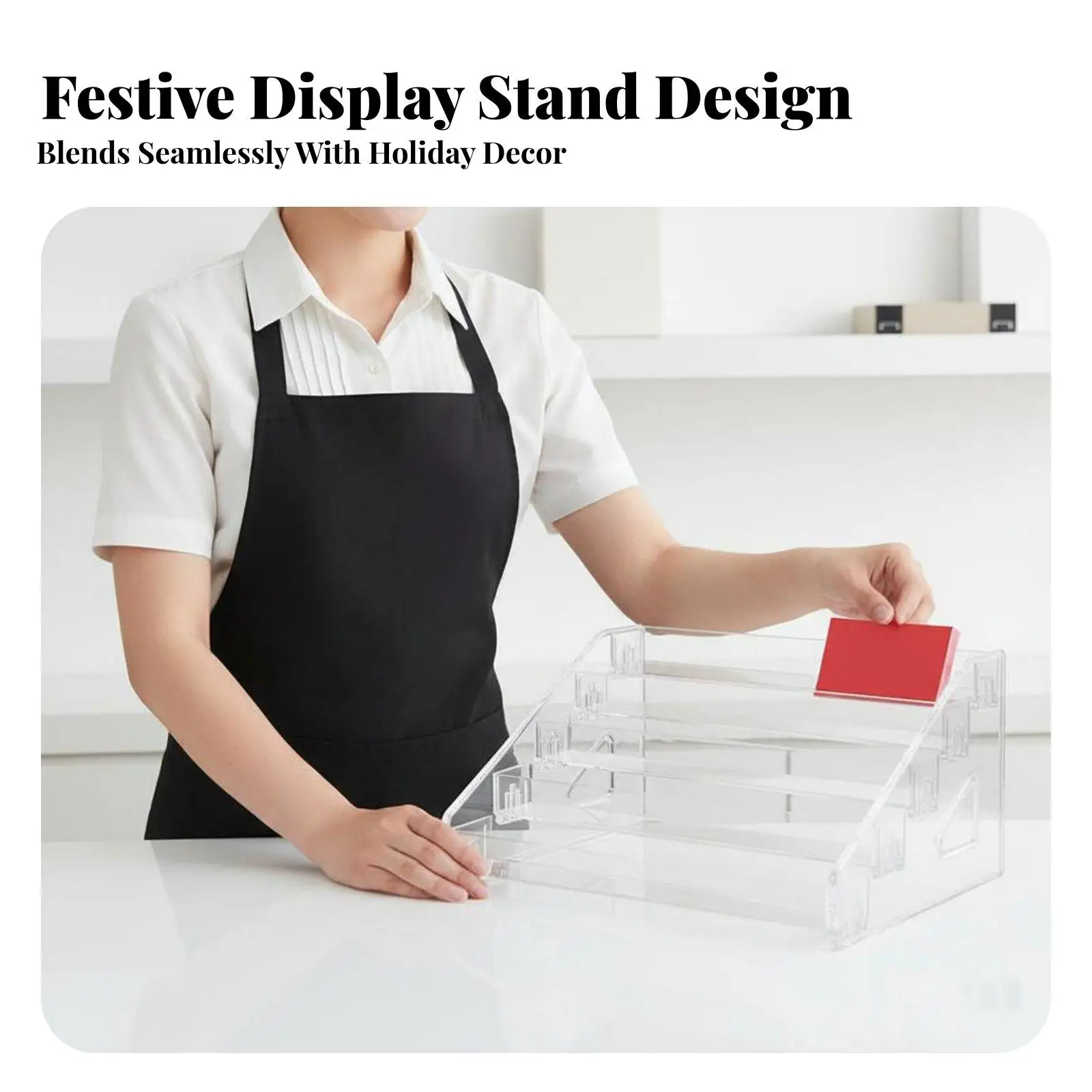 Acrylic Shelf Display Stand for Postcards and Small Merchandise Organizer Rack with Crystal Clear View for Shop Counter
