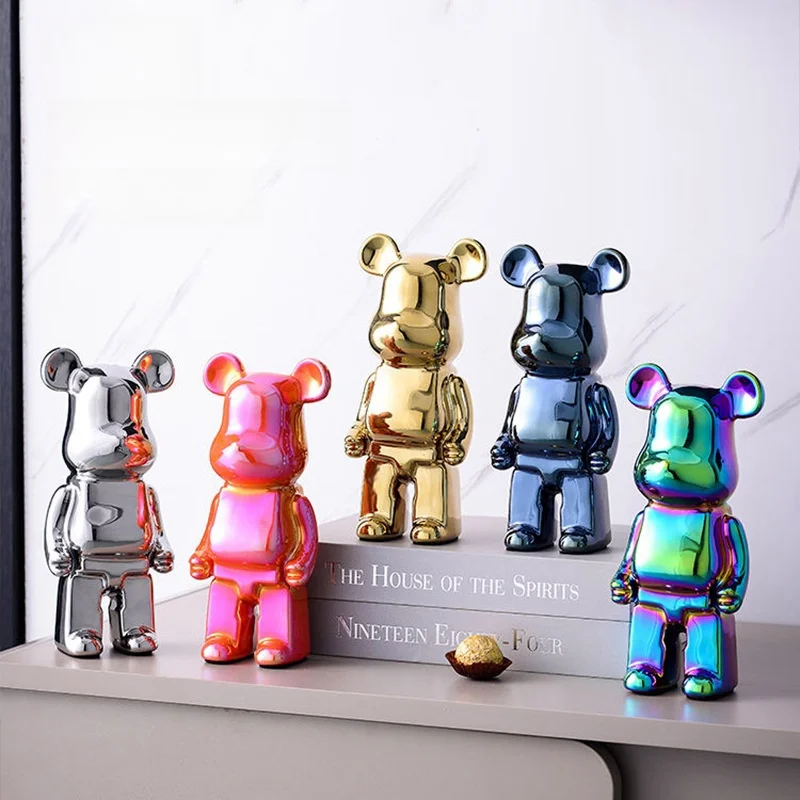 400% Niedźwiedzie Figurki Ceramika Gwałtowny Niedźwiedź Skarbonka Statuetka Kawaii Kreskówka Figurka Biuro Półka na książki Ozdoba Dekoracje domu