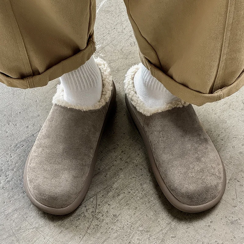 2025 الرجال النساء شتاء دافئ الفراء البغال النعال أفخم أحذية للجنسين غطاء الموضة تو الشرائح الأزواج مريحة عادية الشقق #4