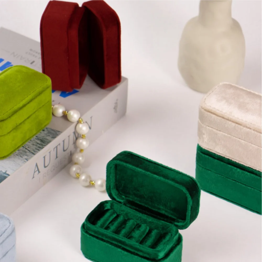 Velvet Portable Jewelry Box Travel Mini Ring Box High-end Exquisite for Ring Earrings Storage Display Jewelry Organizer Box
