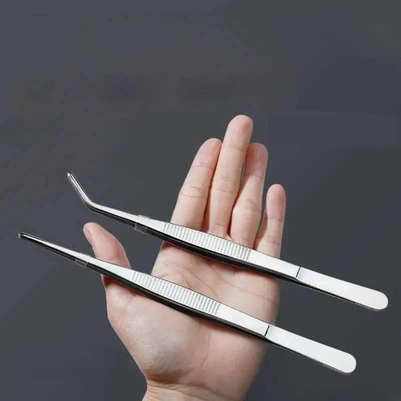 Stainless Multifuctional Steel Elbow Tweezers Aquarium Clip Long Tongs Medical Tweezers Forceps Pet Feeding Tools Non-slip