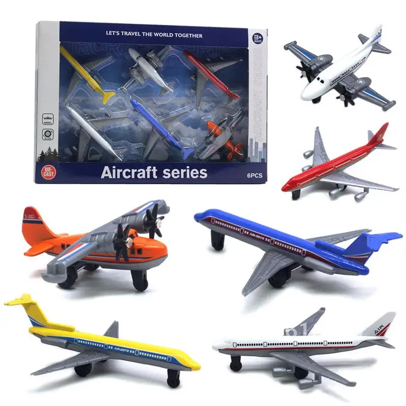 6 โลหะผสม Mini เครื่องบินขนาดเล็กชุด Airliner Glider Fighter Toy