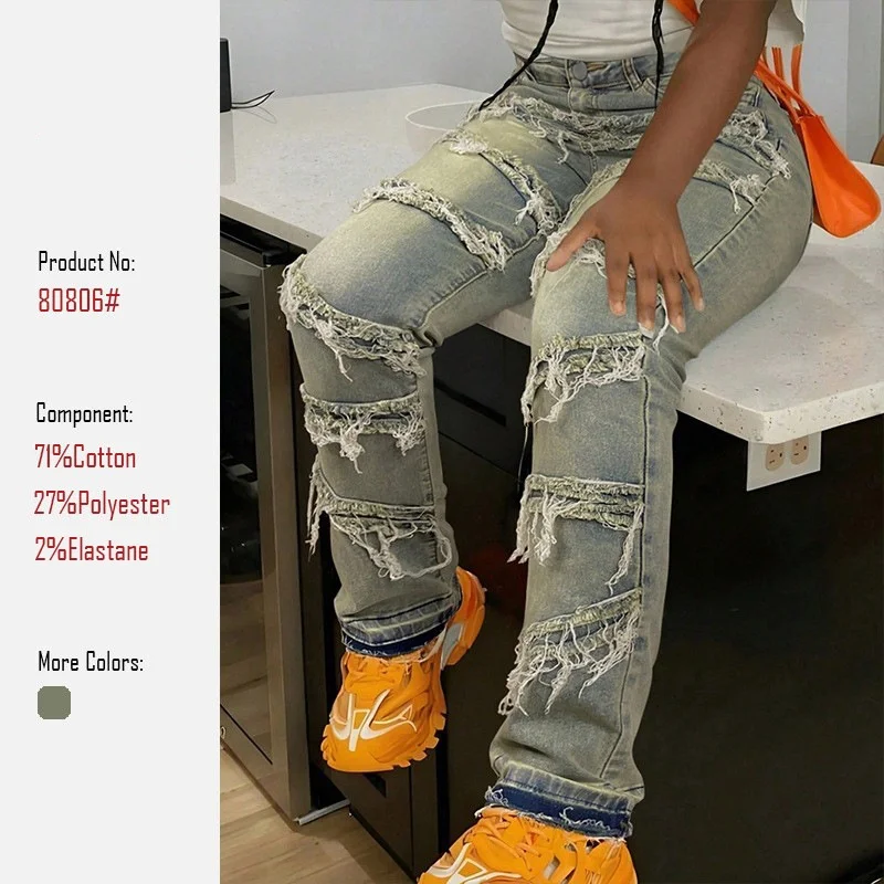 High Waist Straight Leg Retro Style Women's Jeans Trousers Layered Denim Street Fashion Trendy All-Match Long Pants for Ladies