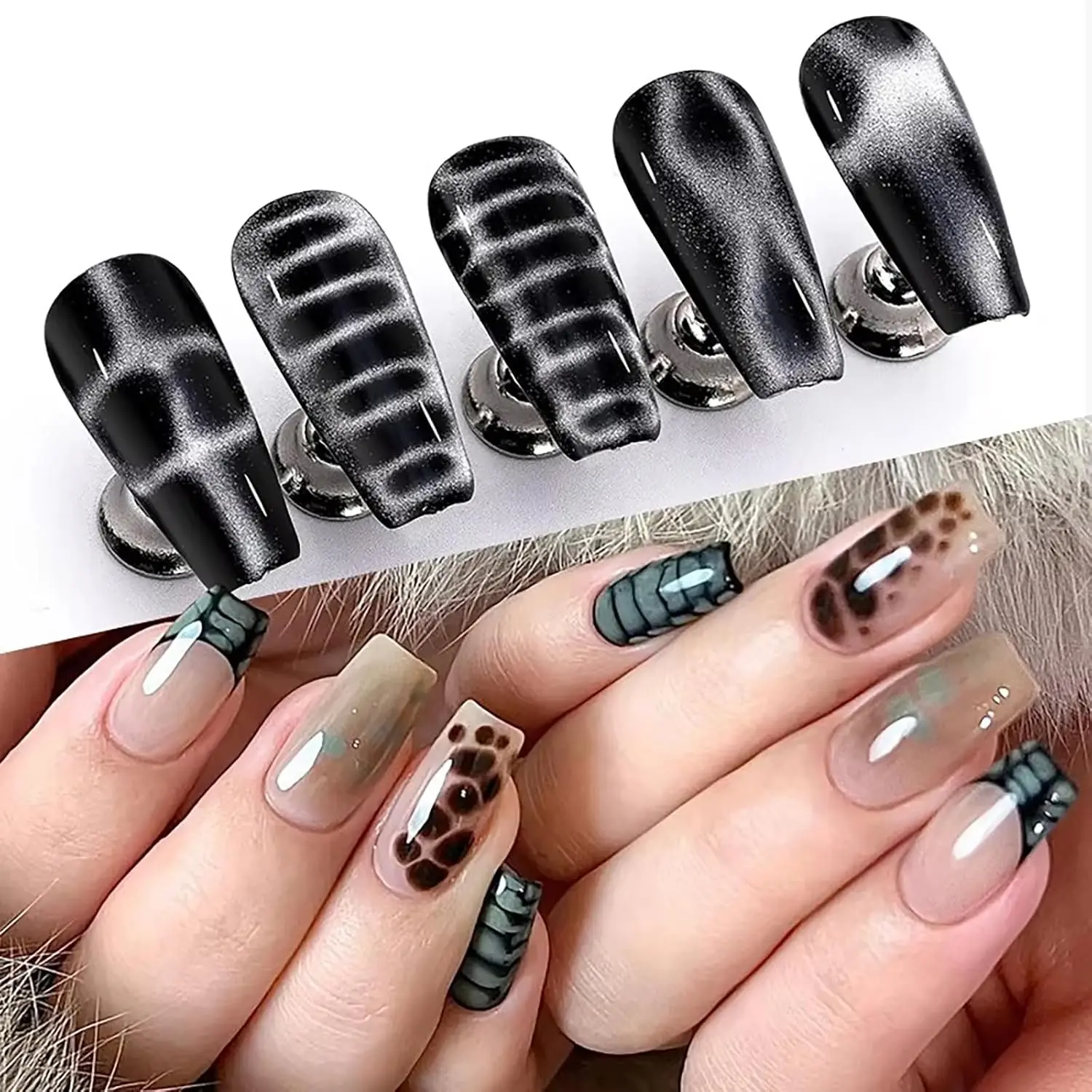 12 pezzi Cat Eye magneti per unghie ad effetto forte con texture coccodrillo gel UV smalto stick magnetico sfumato manicure bar per nail art