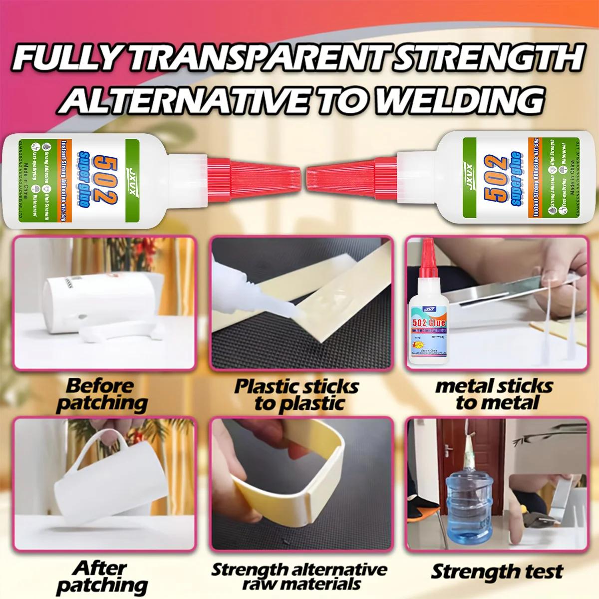 502 Super Glue - High-Strength, Fast-Drying, Multi-Purpose Adhesive For metal, plastic, glass, crafts, DIY, model repair, toy restoration, shoe fixing and maintenance 10-pack