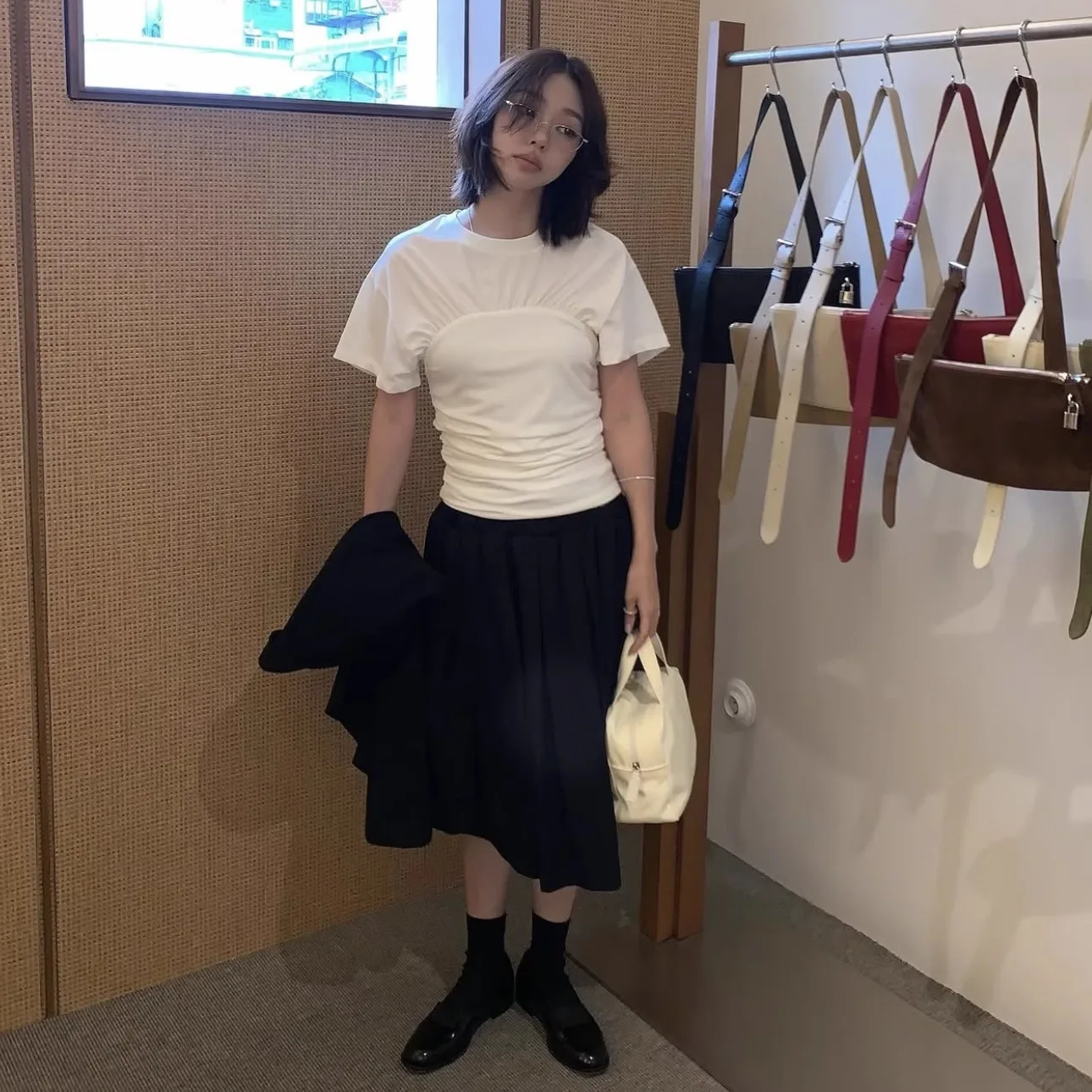 تي شيرت Smoothmod لخريف 2025 للسيدات أنيق على نحو سلس ort Sve تي شيرت دائري Ne مطوي بحاشية غير رسمية لون نقي بقصة ضيقة #3