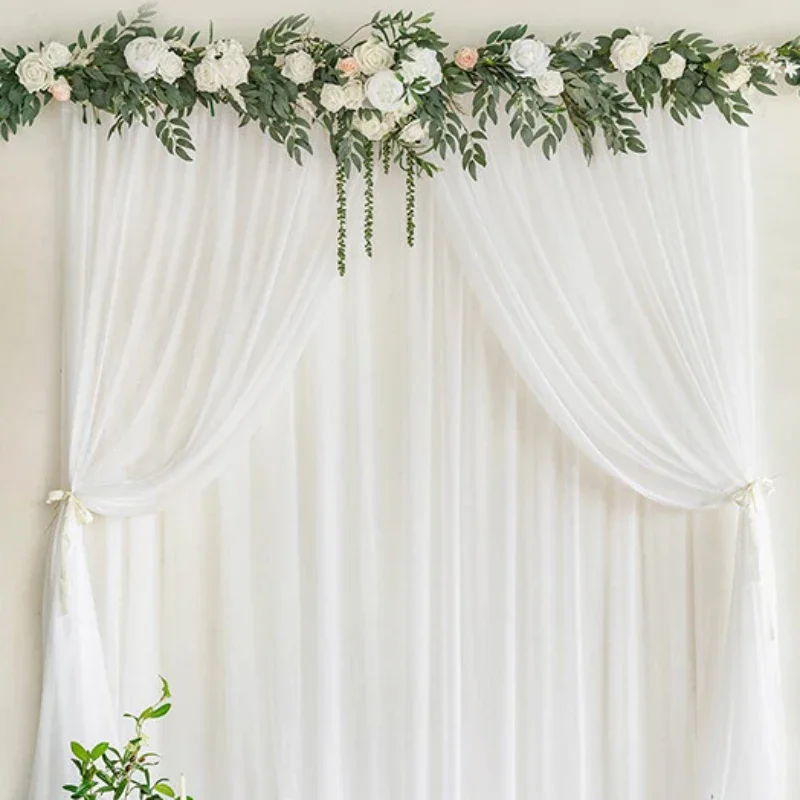 

150X300CM Chiffon Curtains Thin Gauze Home Curtains Outdoor Wedding Decorations Arches Background Parties White Gauze