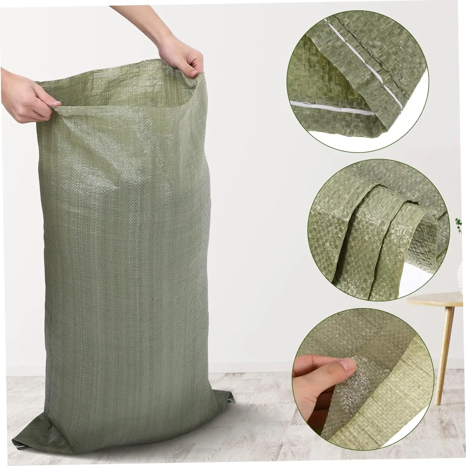 10pcs PP Woven Sack Bags Heavy Duty Multipurpose Tear Resistant Bags, Moving Packing Sacks,Storage Sacks for Debris,Sand, Gravel