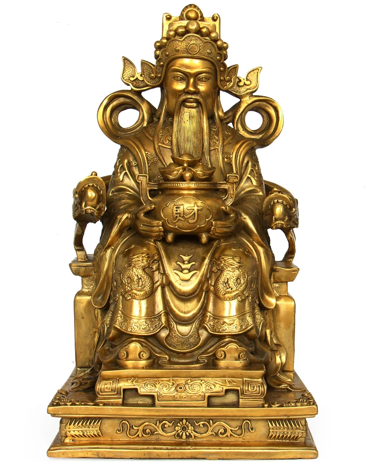 LARGE -office home protective-efficacious Talisman House Protection Money Drawing the God of Wealth Fortune Brass statue