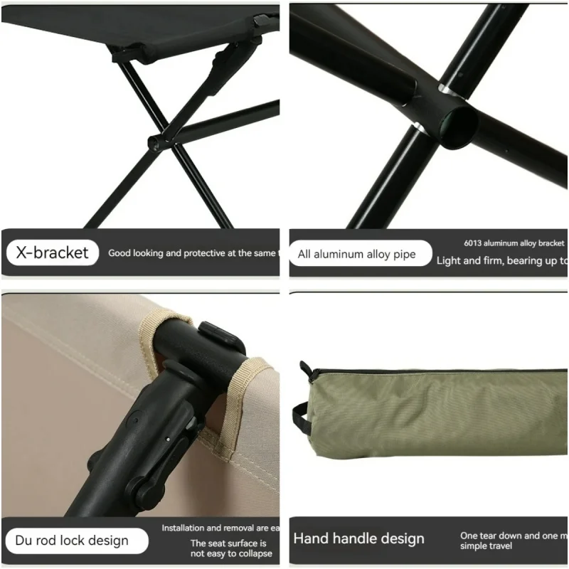 Camping Lightweight Chair Portable Outdoor Double Long Chair Folding Stool Aluminum Alloy Tactical Stool Camping  Chair