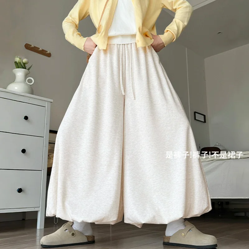 سراويل كولوتيس فائقة النعومة عالية الخصر مرنة ثنى كولوتيس سراويل بالازو كبيرة الحجم مريحة وخفيفة الوزن ومزخرفة ومتعددة الاستخدامات