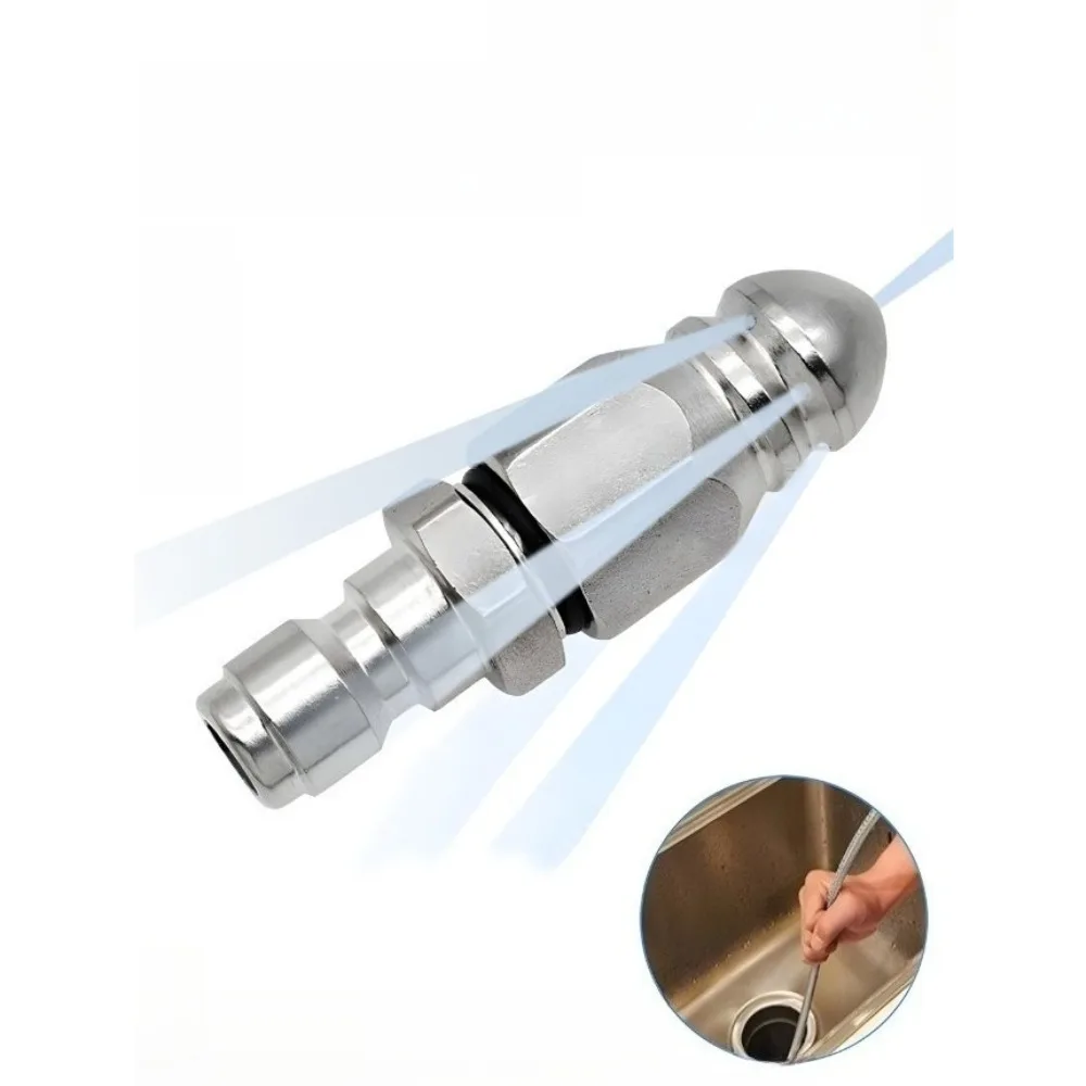 1/4" Stainless Steel Pressure Washer Quick Plug Drain Hose Nozzle Tool Water Jet High Pressure Sprayer Nozzle Pipe Clearing