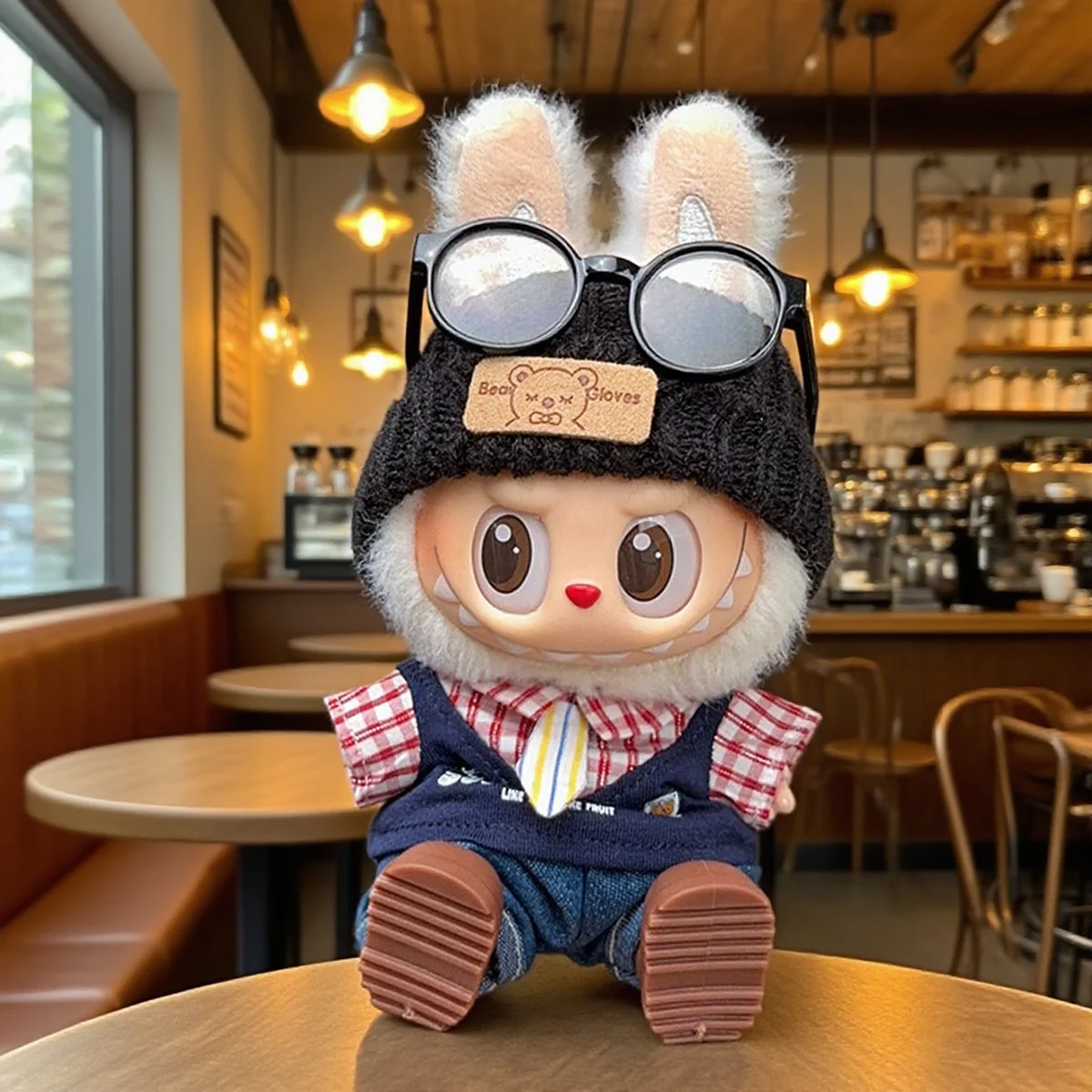 ملابس الدمية القطيفة العصرية متعددة الاستخدامات، قميص أسود، طقم سراويل لـ Labubu Fashion، إكسسوارات ملابس رشيقة، هدايا