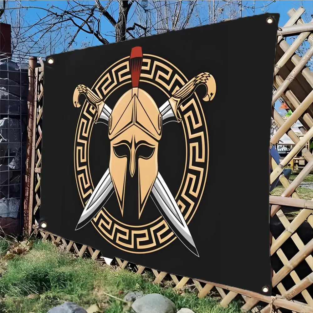 Spartan Flag Flags Edgeless four-ring hanging decor indoor outdoor compatible easy for hanging display