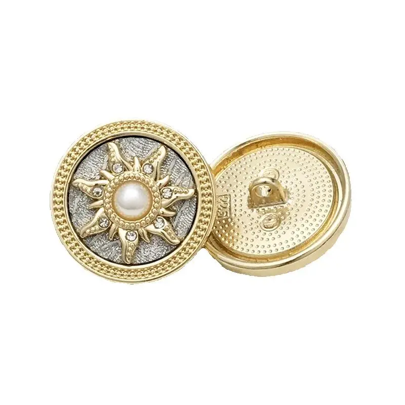 6pcs High-grade sun pearl inlaid diamond buttons metal fluorescent powder buttons coat coat suit decorative buttons