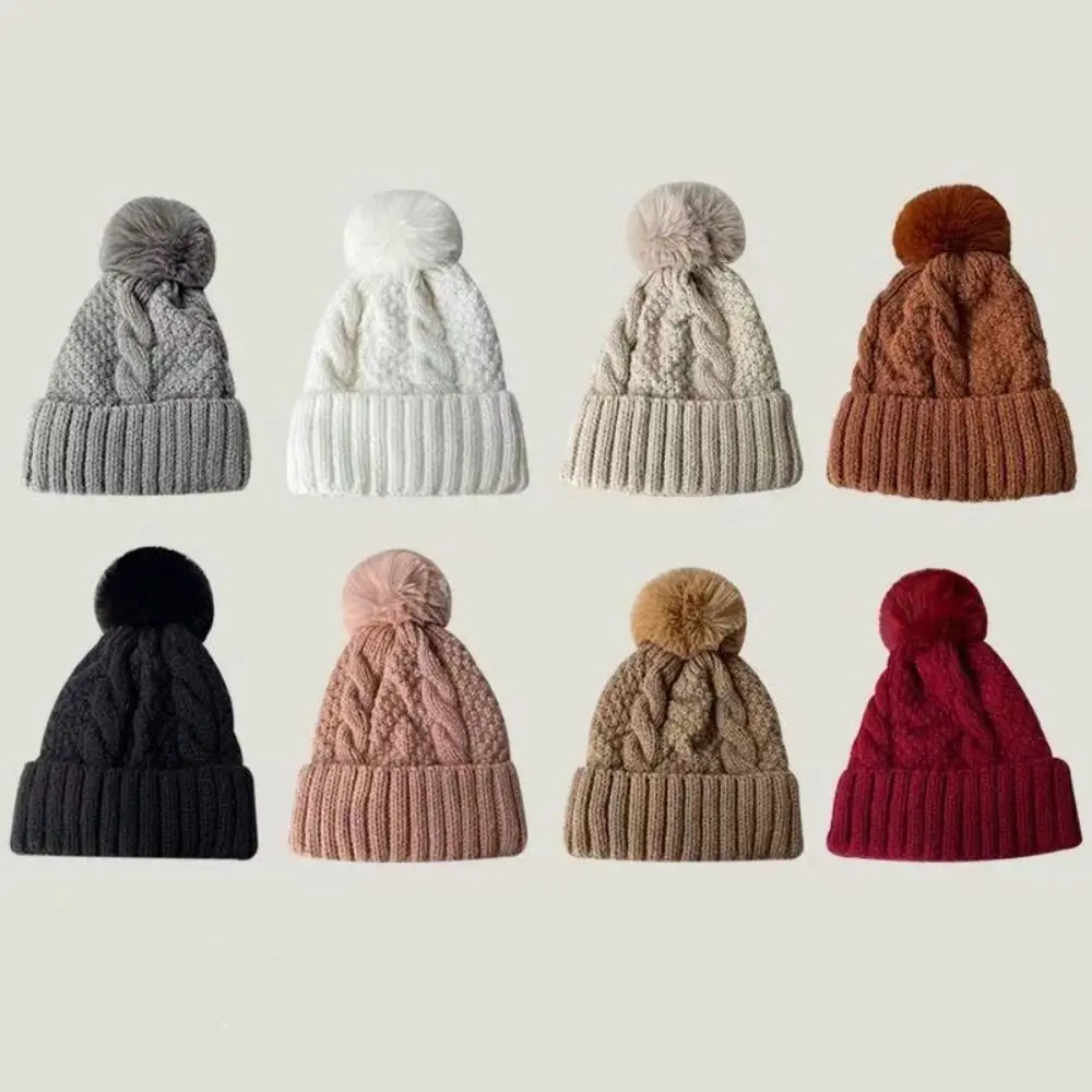 Cappelli lavorati a maglia ispessimento casual Protezioni per le orecchie antivento Cappello di lana Cappelli a cuffia tinta unita da donna