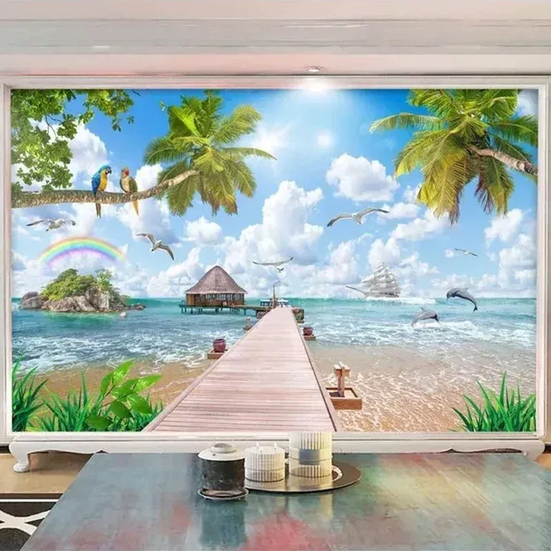 Photo Wallpaper Modern Seaside Landscape Murals Living Room TV Sofa Bedroom Background Wall Painting Papel De Parede 3D