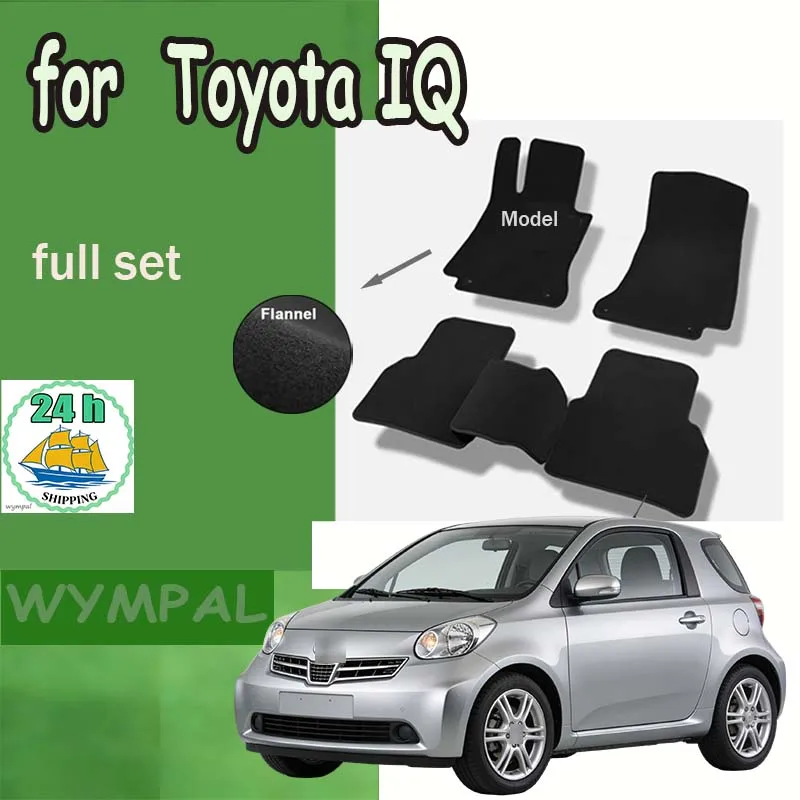tapis-avant-en-velours-flanelle-pour-toyota-iq-hatchback-2009--noir