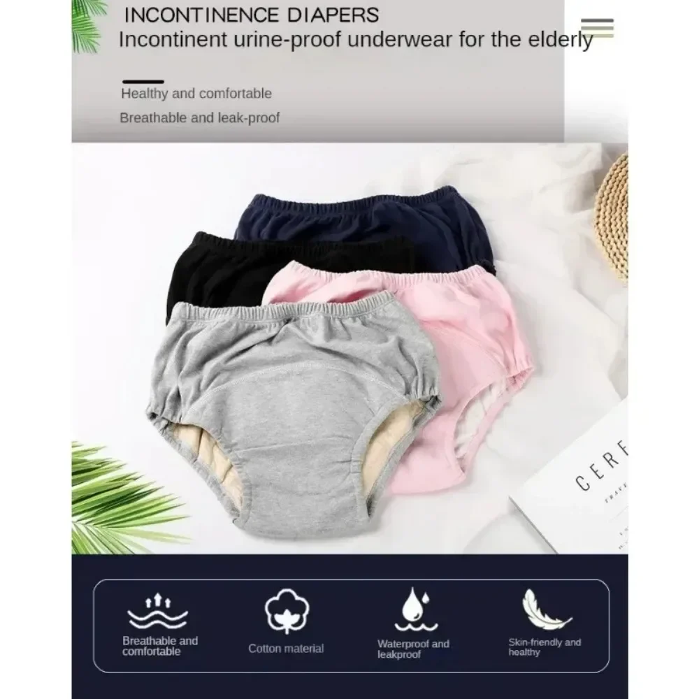 Adult Diaper Underwear Breathable Cotton Elderly Incontinence Leak-Proof Briefs Men Women Reusable Disability Care Triangle Pant