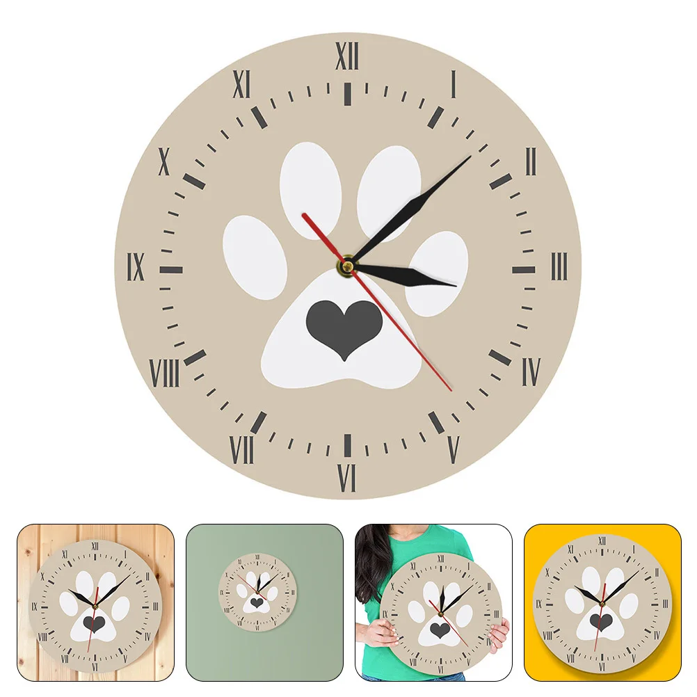 

Stylish Hanging Wall Clock Silent Dog Footprint Pattern Decorative Clock for Hotel Bedroom Living Room Office Housewarming Gift