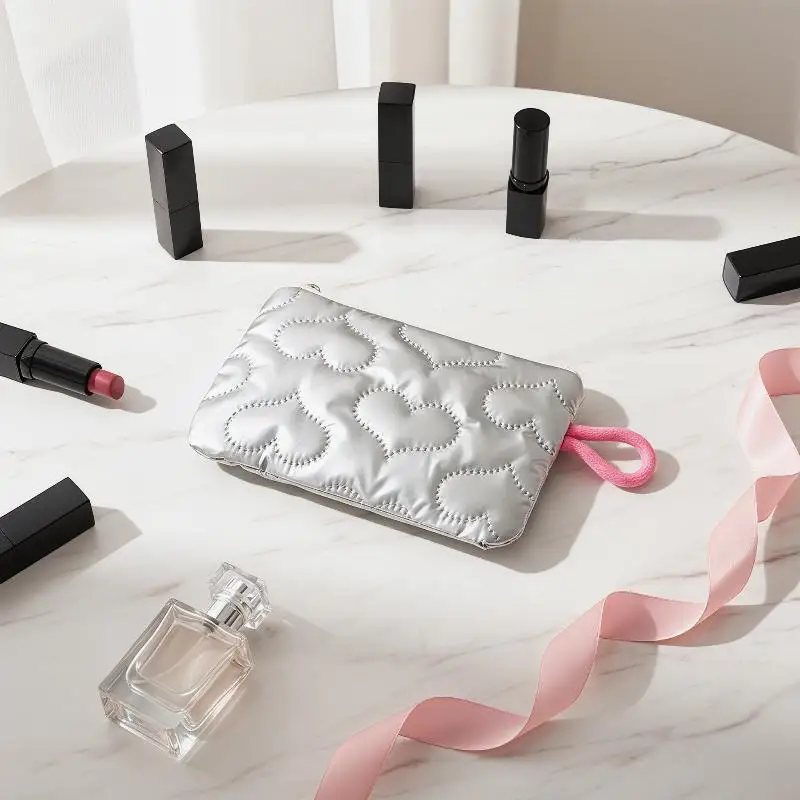 

Love Heart Bow Coin Purse Cosmetic Pouch Zipper Sanitary Pad Pouch Portable Card Holder Earphone Data Cable Key Lipstick