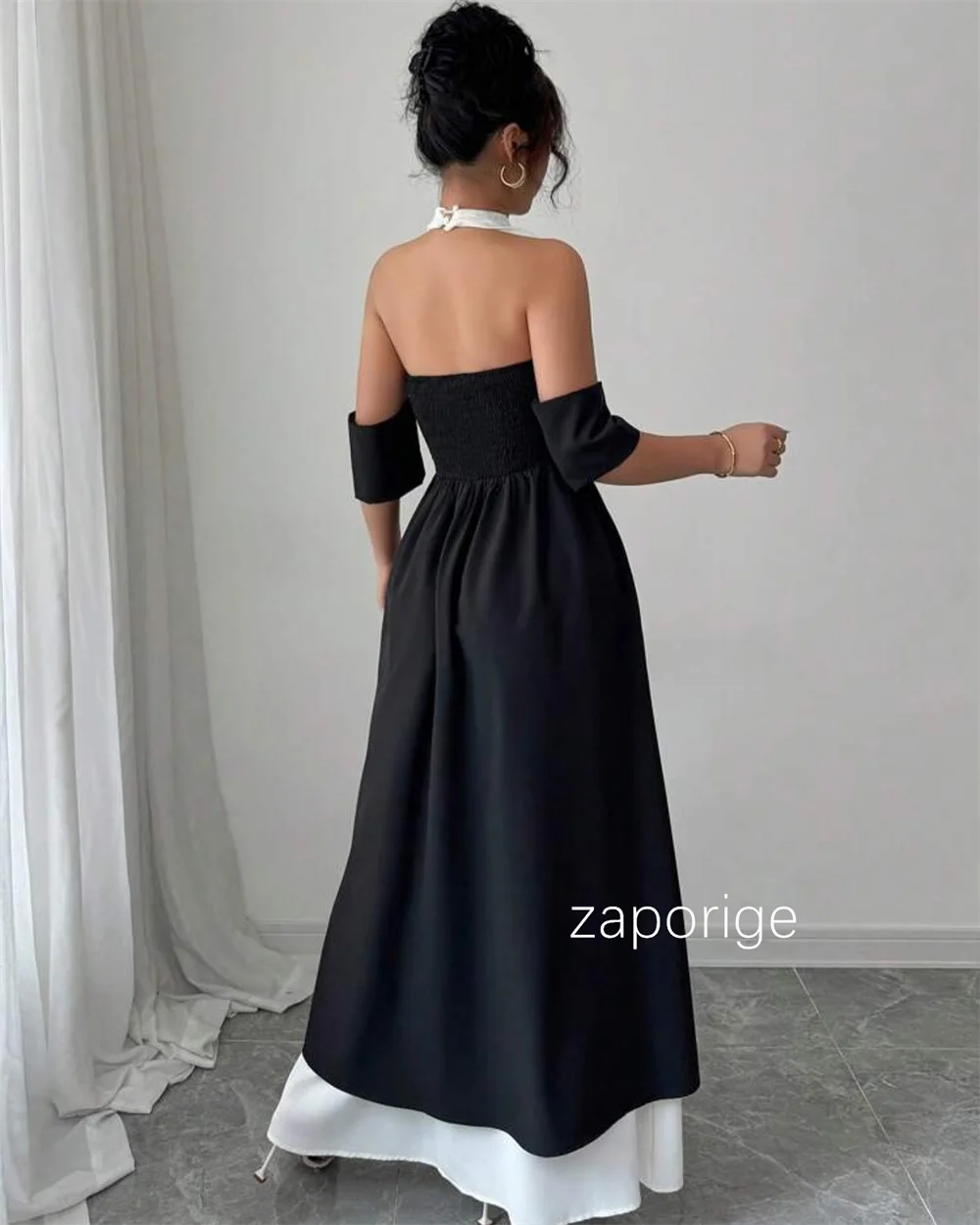 Abiti midi con scollo all'americana a trapezio con bottoni a pieghe abbinati personalizzati Occasioni su misura Pastrol squisito di alta qualità