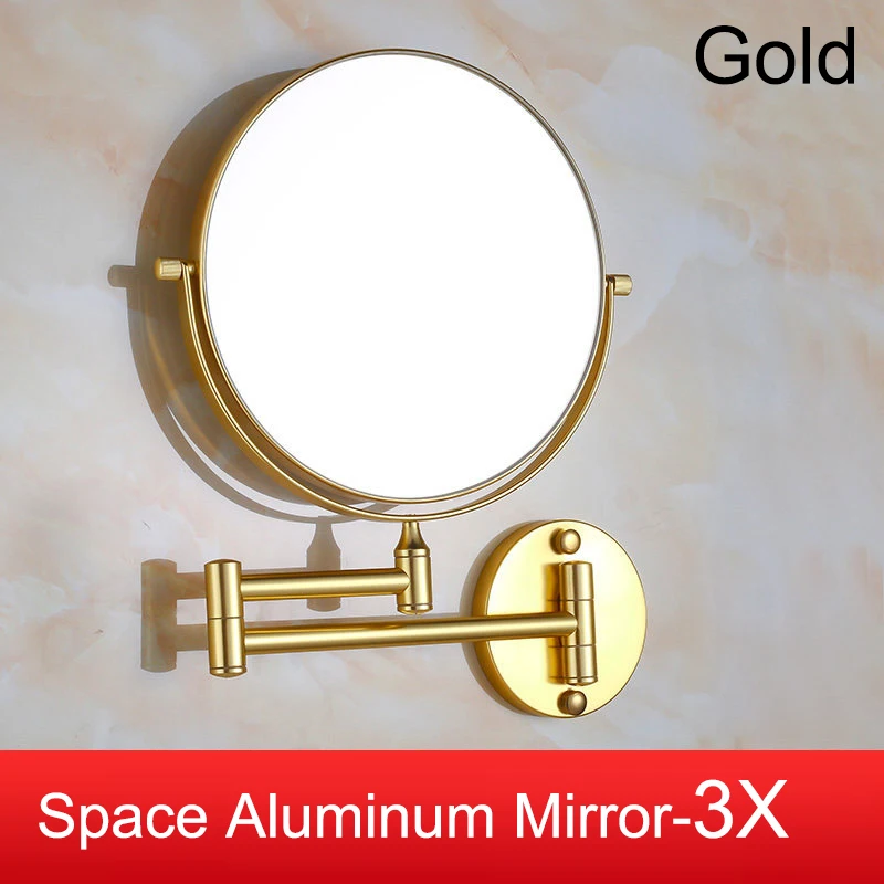 Rose Gold Led Opvouwbare Badkamerspiegel Wandmontage Verlichte Home Hotell Badkamer Make-upspiegel 5X Vergrotende Plug Badspiegels