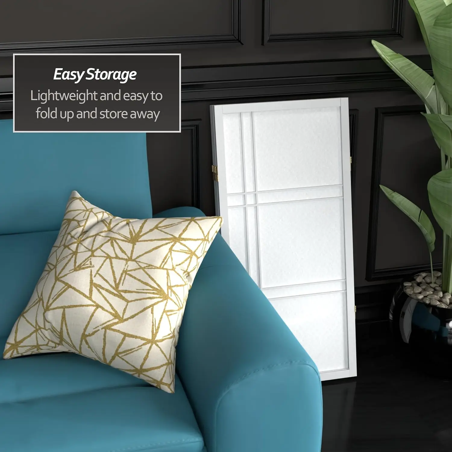 شاشة شوجي بيضاء مزدوجة الصليب بطول 3 أقدام مع 3 ألواح، مقسم غرفة أنيق #3