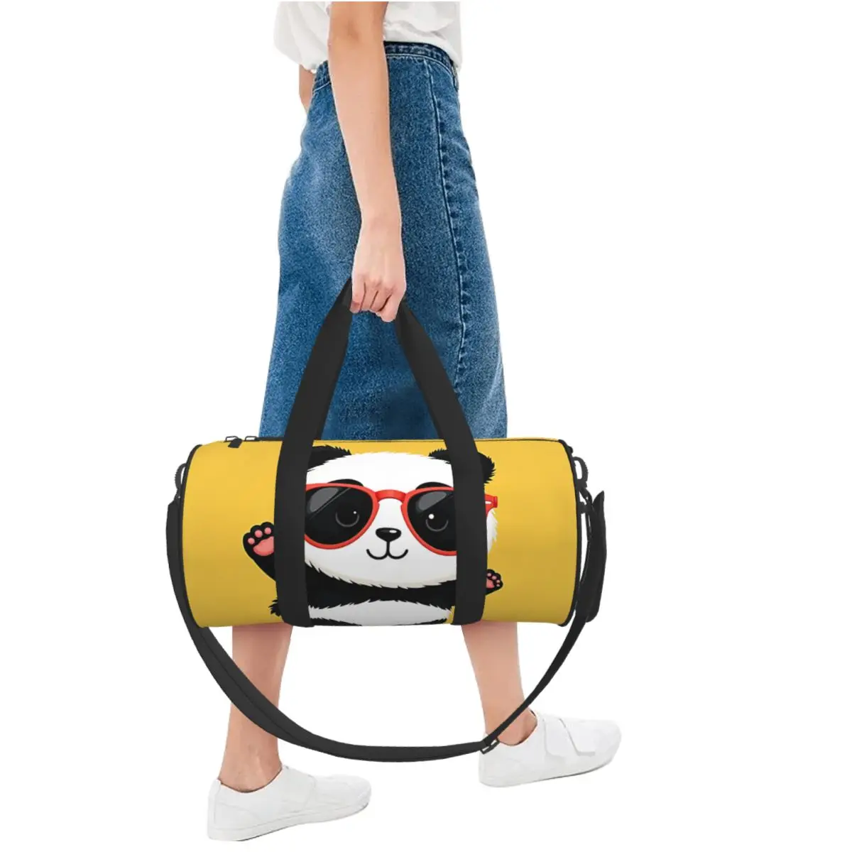 Cute Panda Anime Harajuku Tote Bag Travel Duffle Bags Funny Meme Y2K Streetwear Fitness Hand Luggage Retro Kawaii Style