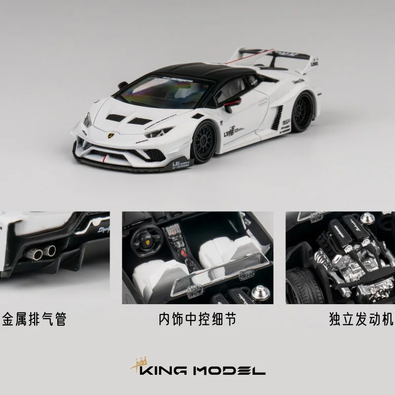 **Pre-order** Kingmodel 1:64 LBWK Huracan Wide body modification Yellow/ White Diecast Model Car