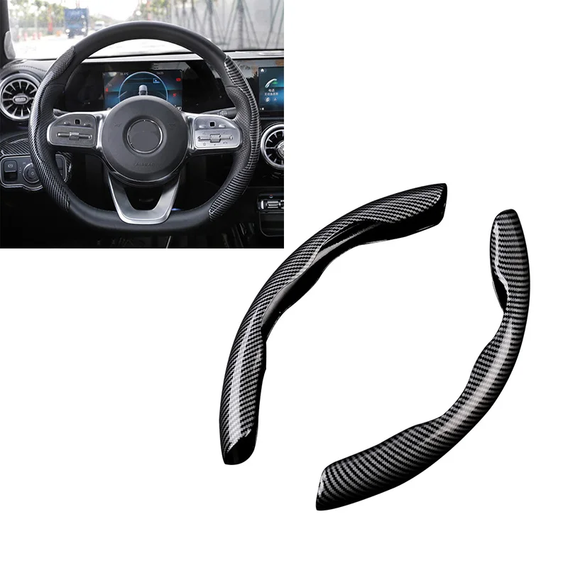 

New 2 Halves Car Steering Wheel Cover 1Pair Red Steering Wheel Carbon Fiber Cover Anti-skid Auto Interior Decoration Accessories