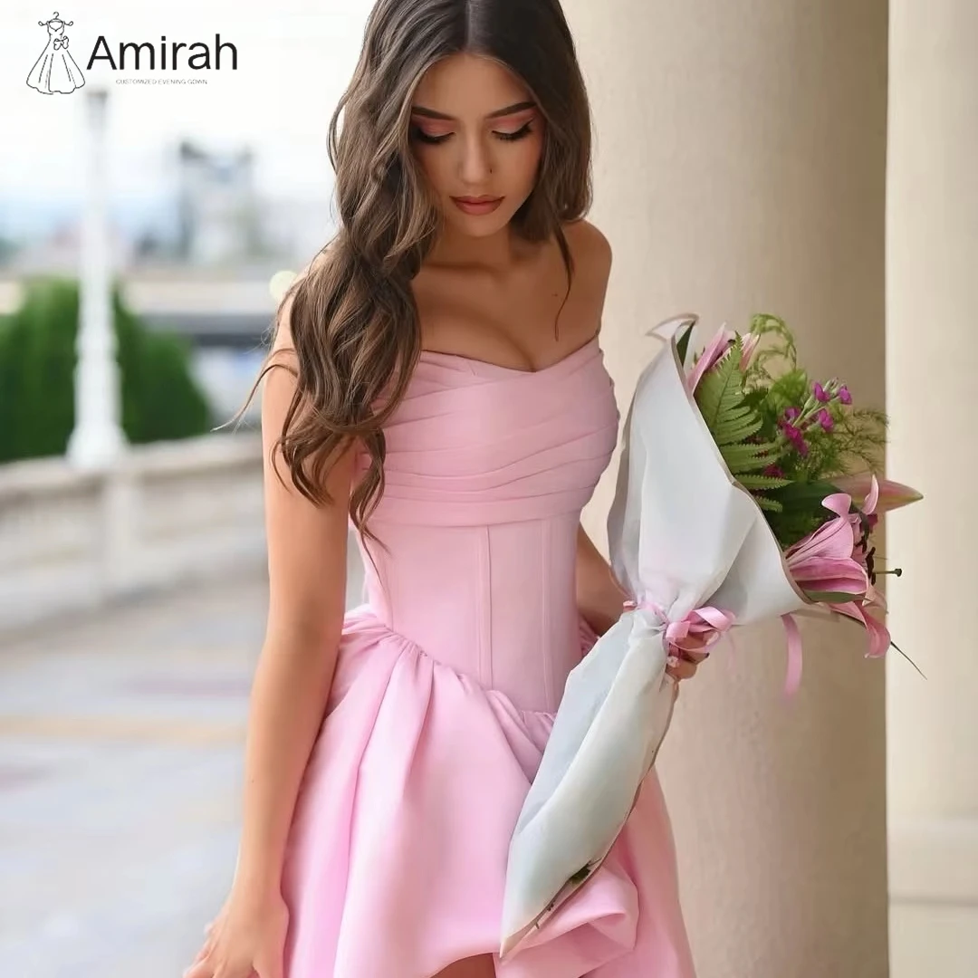 Amirah Custom Made Evening Dresses for Special Occasions Satin Flour Evening Dresses Woman Elegant Luxury A-line Side Slit Prom