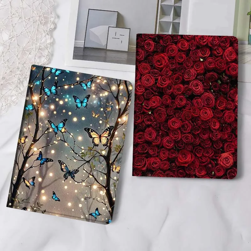 

Butterfly Art Beautiful Flower For iPad Pro Air Mini 2 3 4 5 6 7 6th 7th 10th 11th 10.2 9.7 10.5 11 Foldable Tablet Case Gift