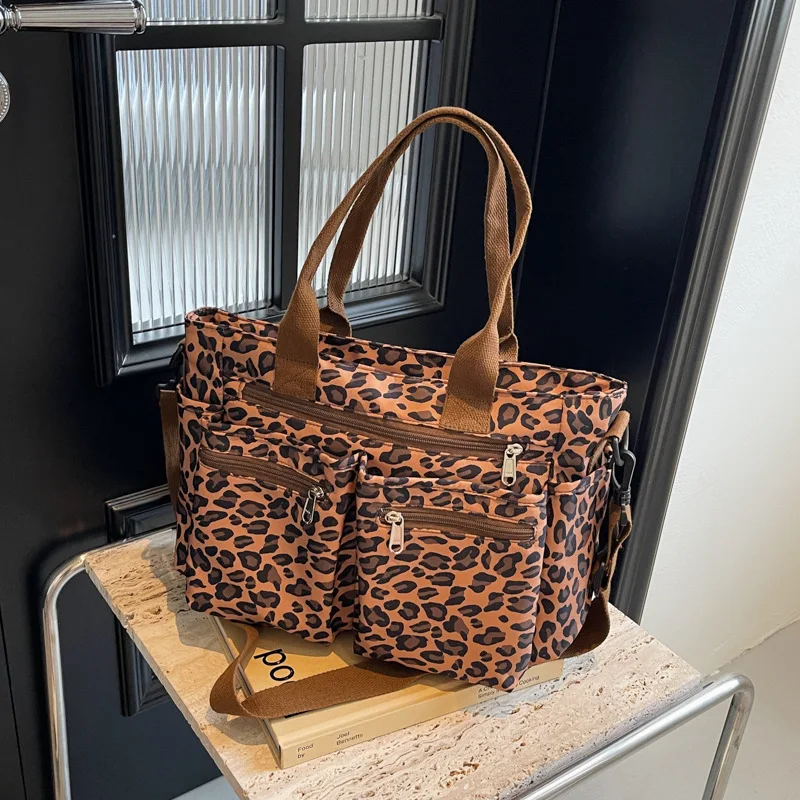 Sac fourre-tout imprimé léopard pour femme, grande capacité, décontracté, polyvalent, sac messager initié, sac à main maman, nouveau