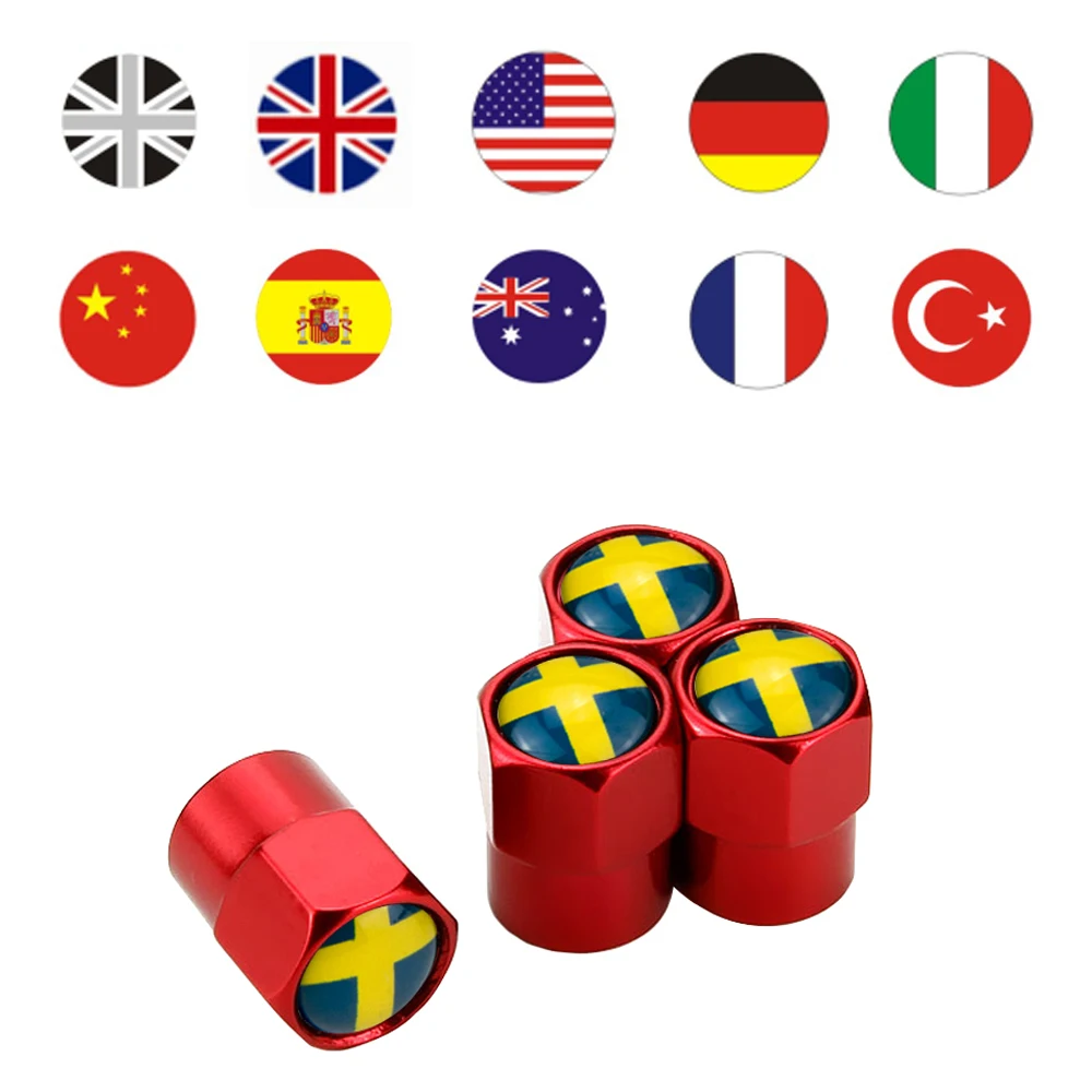 National Flag Car Wheels Tire Valve Cover for Volkswagen Skoda BMW Fiat Honda Holden Citroen Peugeot Metal Truck Accessories