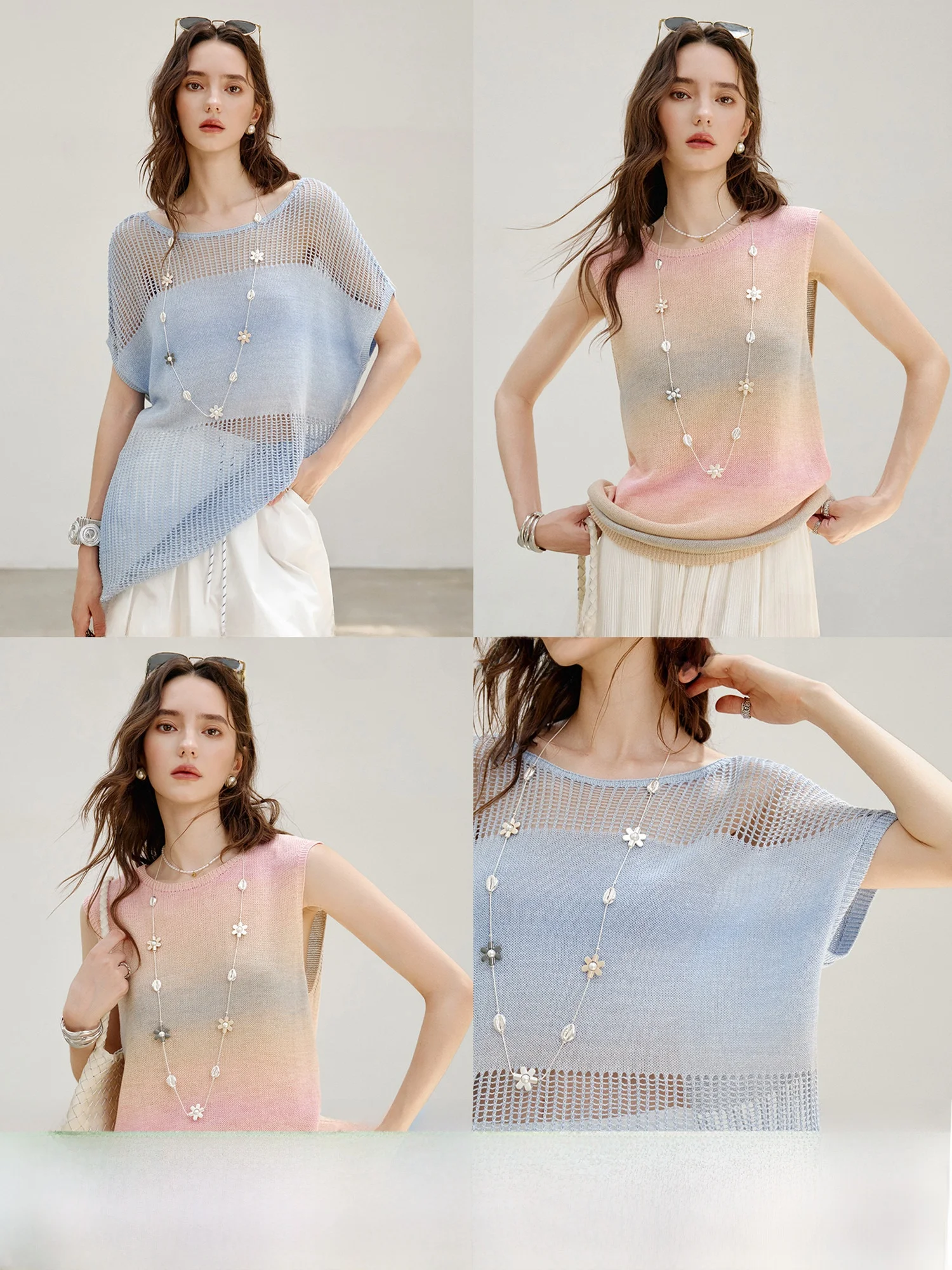 

Loose Women's adient Knitted Sweater 76 Yarn Paper Tead New 2025 Sle Simple Commute Cotton Blend Long Sve Top