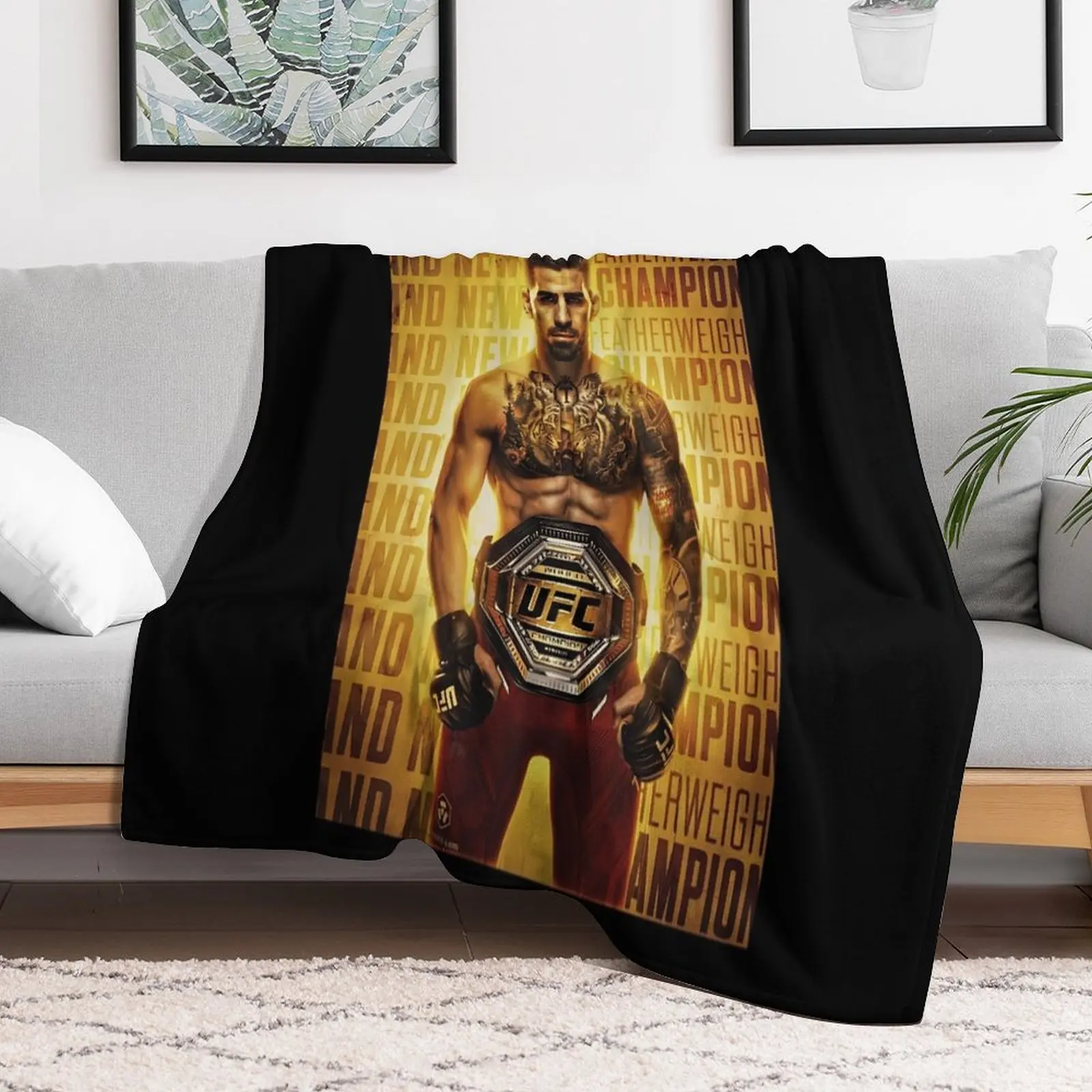 

Ilia Topuria Throw Blanket Blankets For Baby anime Loose sofa bed Blankets For Decorative Sofa Flannel Nap Warm Blankets
